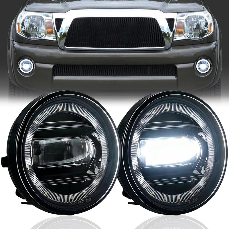 DRFG LED Fog Light Assembly with DRL for Tacoma 2005-2011/ Tundra 2007-2012/ Solara 2004-2006, Bumper Driving Fog lamp Plug and Play 2Pcs Fog Lights - Image 1